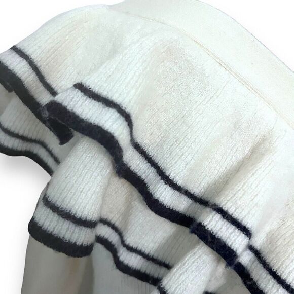 Frame Cream Wool Blend One Shoulder Ruffle Sweater XS - Picture 2 of 6